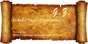 Gubányi Zinajda névjegykártya
